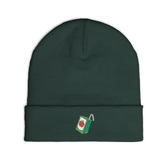 Embroidered Juice Box Knit Beanie — Cute Retro Beverage Patch Winter Hat